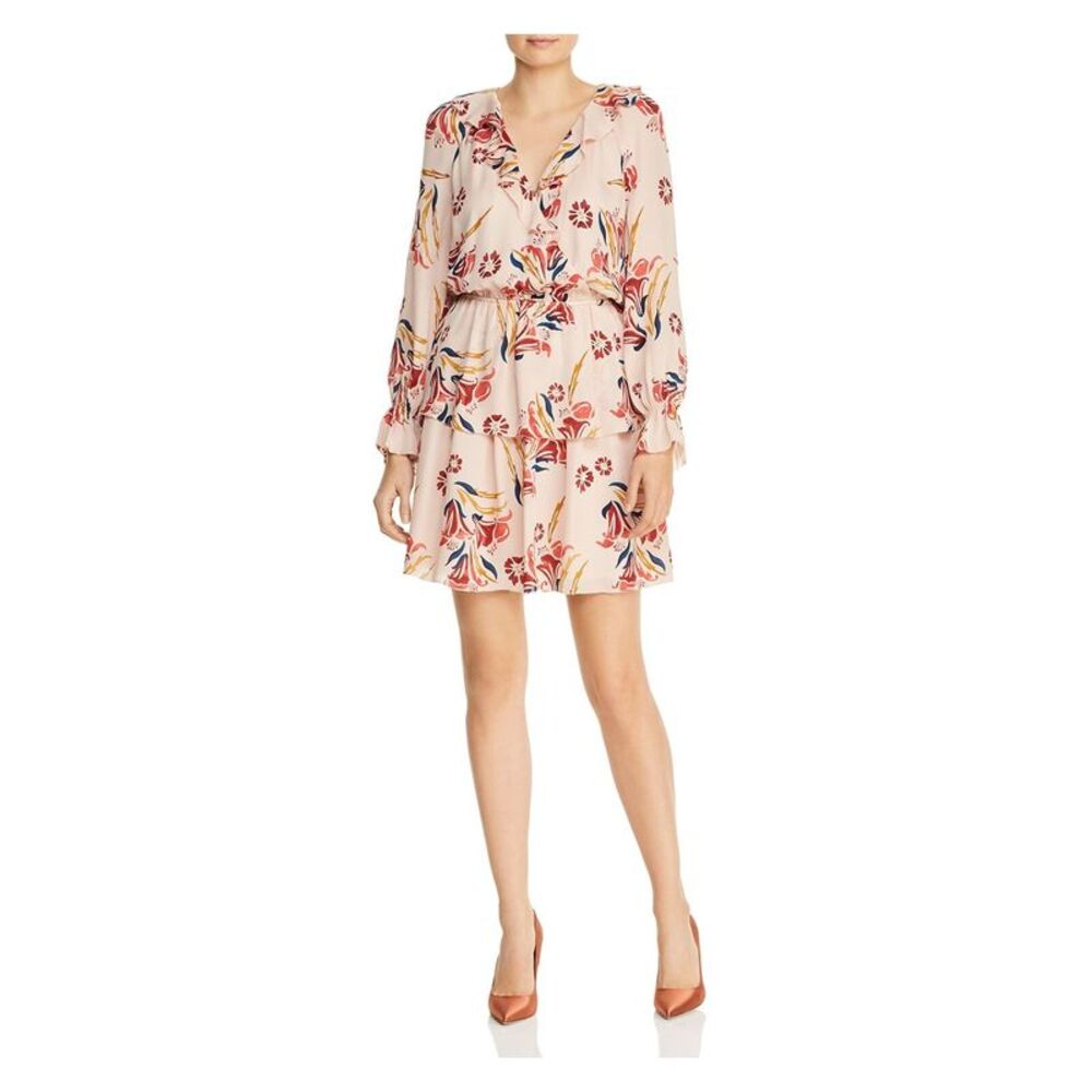 JOIE Womens Long Sleeve V Neck Short Sheath Dress